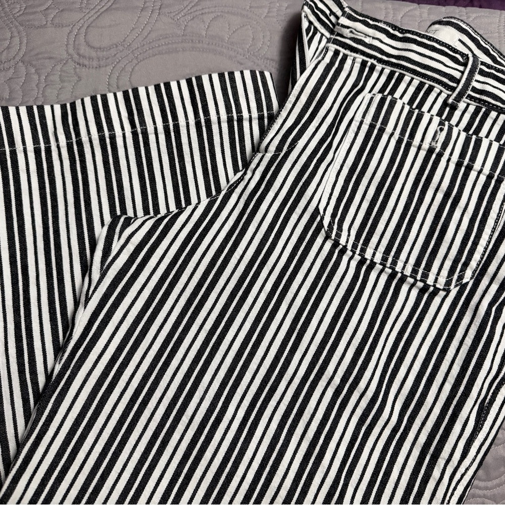 LOFT Monochrome Striped Curvy Pants